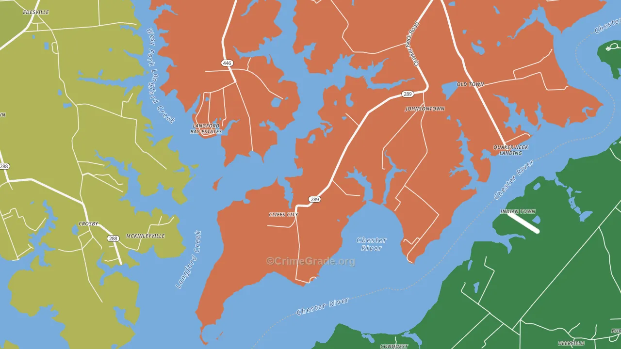 Cliffs City, MD Map of Vehicle Theft Rates