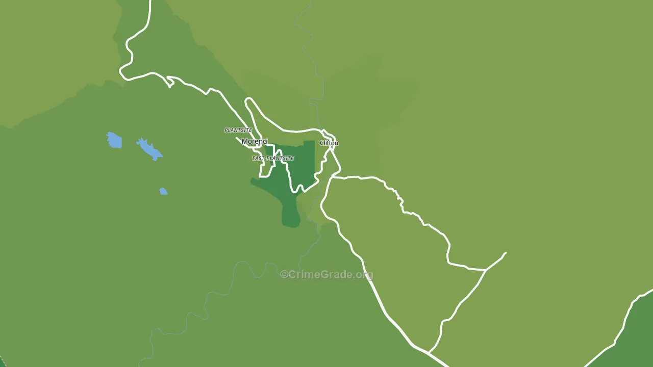 Clifton, AZ Map of Vehicle Theft Rates