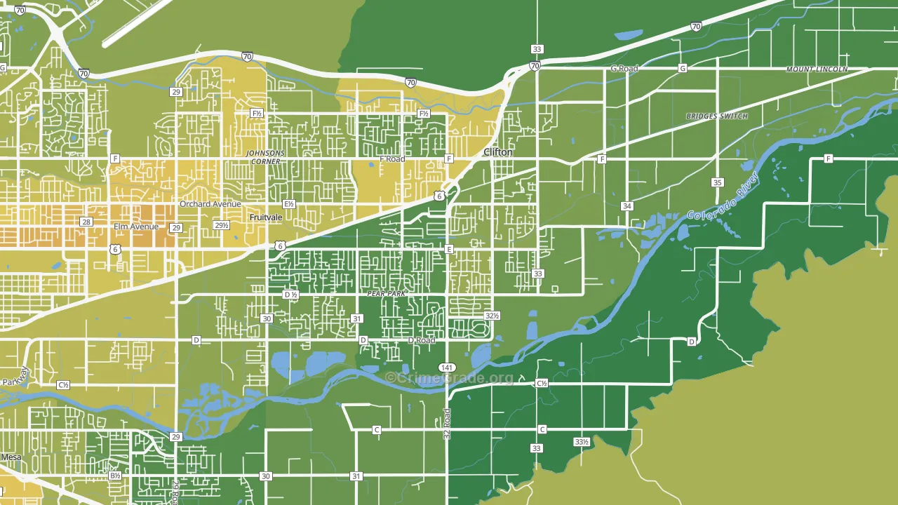 Clifton, CO Map of Vehicle Theft Rates