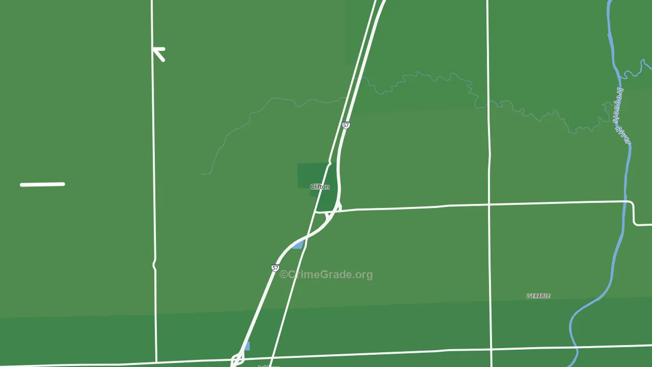 Clifton, IL Map of Vehicle Theft Rates