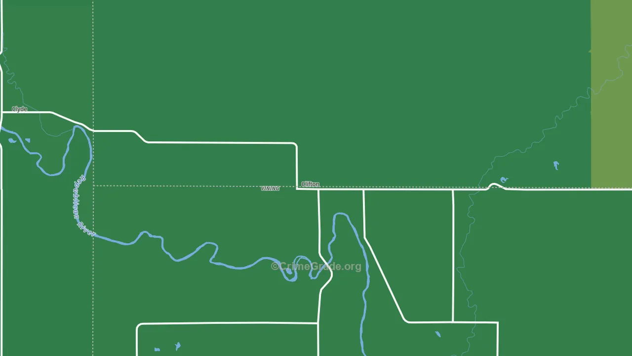 Clifton, KS Map of Vehicle Theft Rates
