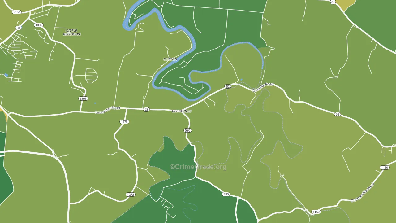 Clifton, KY Map of Vehicle Theft Rates