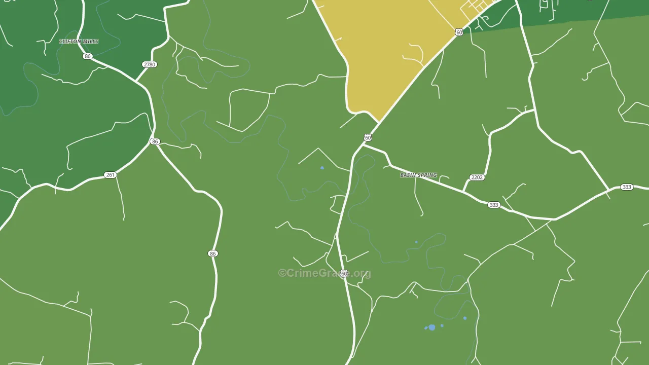 Clifton Mills, KY Map of Vehicle Theft Rates