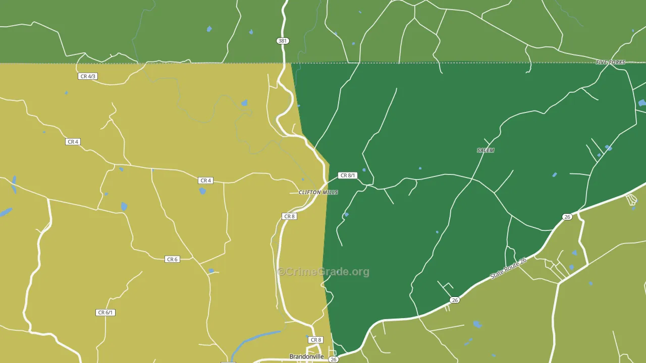 Clifton Mills, WV Map of Vehicle Theft Rates