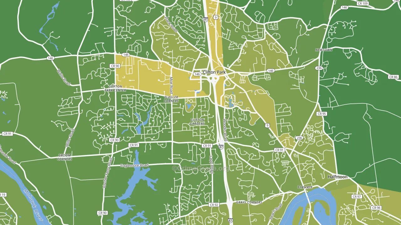 Clifton Park, NY Map of Vehicle Theft Rates