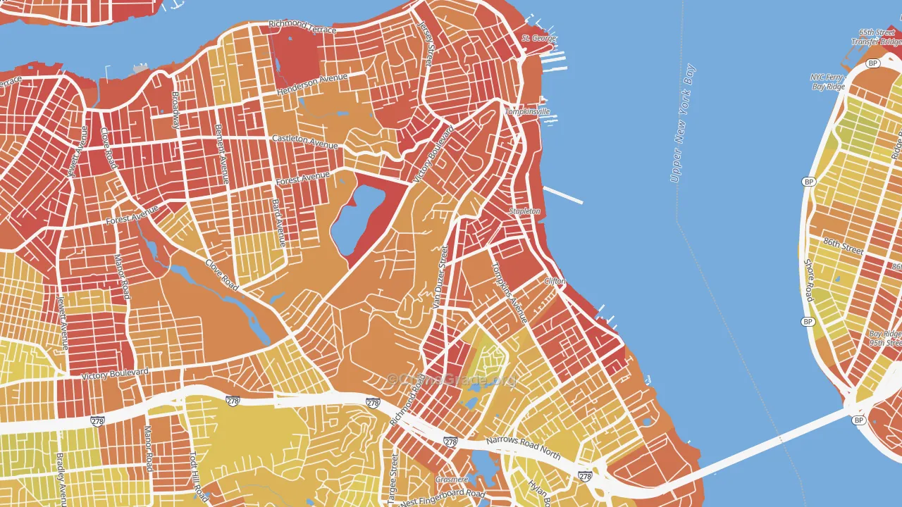 Clifton, Staten Island, NY Map of Vehicle Theft Rates