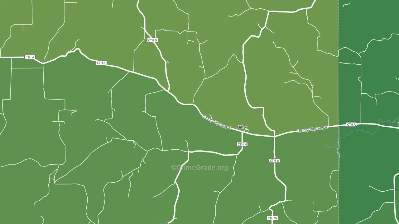 Clifton, WI Map of Vehicle Theft Rates