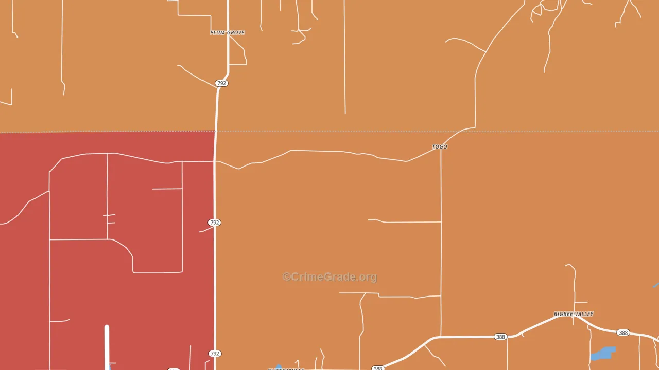 Cliftonville, MS Map of Vehicle Theft Rates