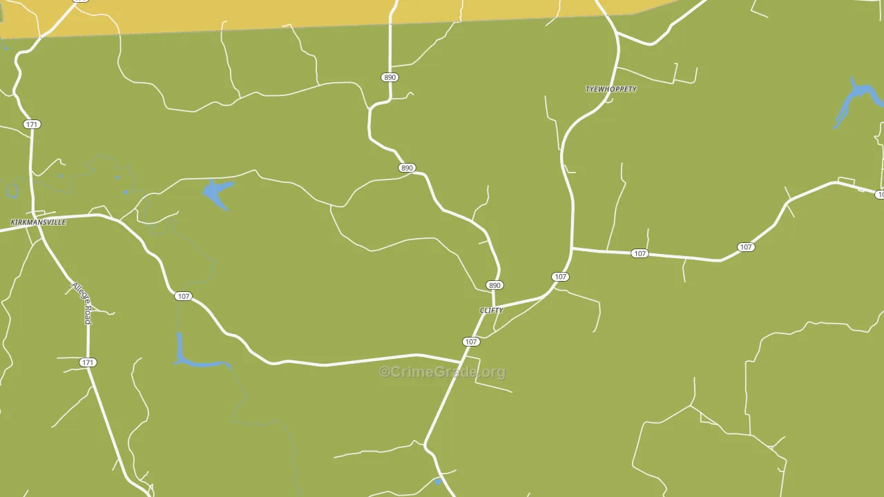 Clifty, KY Map of Vehicle Theft Rates