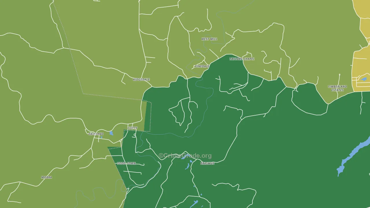 Clifty, TN Map of Vehicle Theft Rates