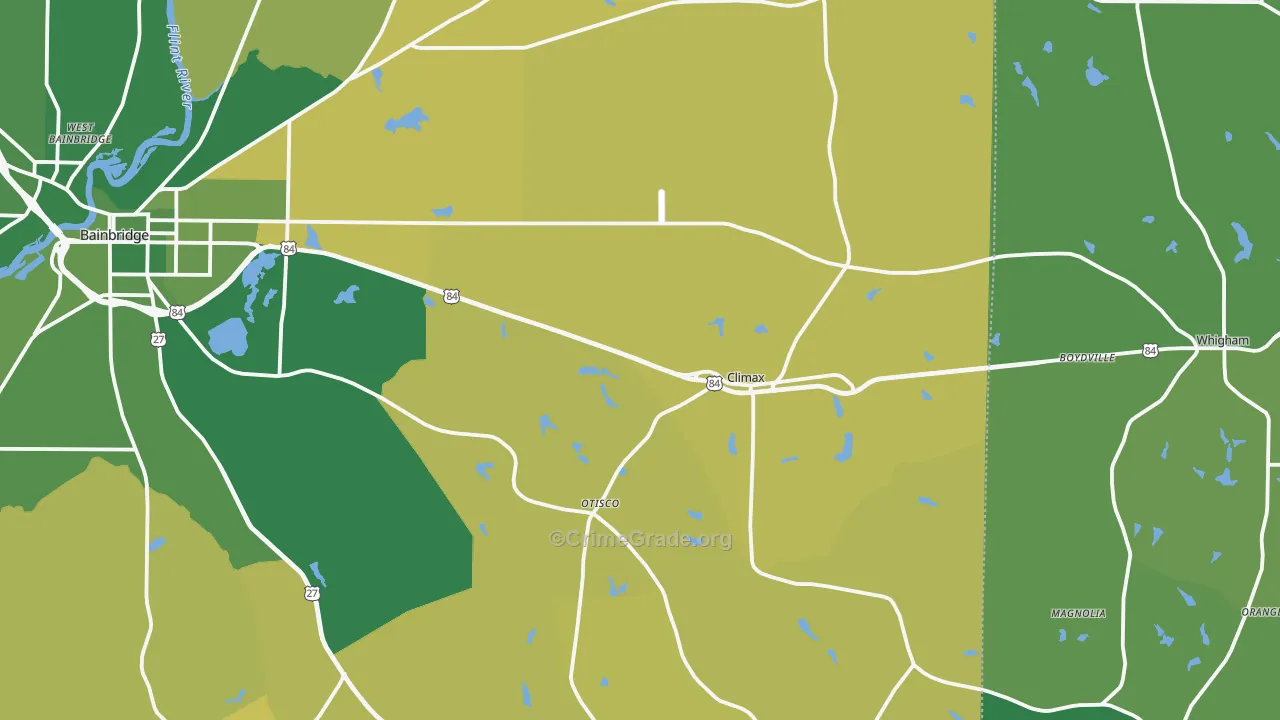 Climax, GA Map of Vehicle Theft Rates