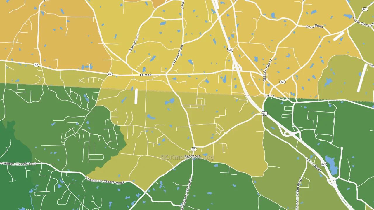 Climax, NC Map of Vehicle Theft Rates