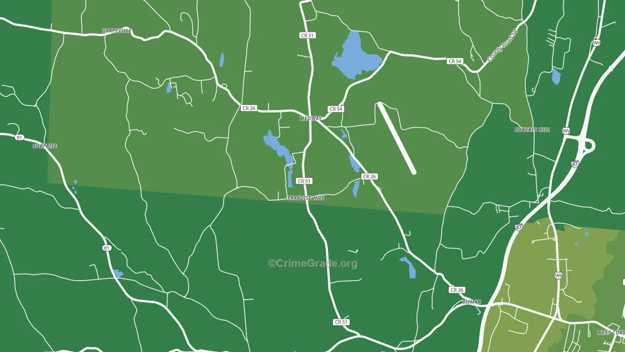 Climax, NY Map of Vehicle Theft Rates