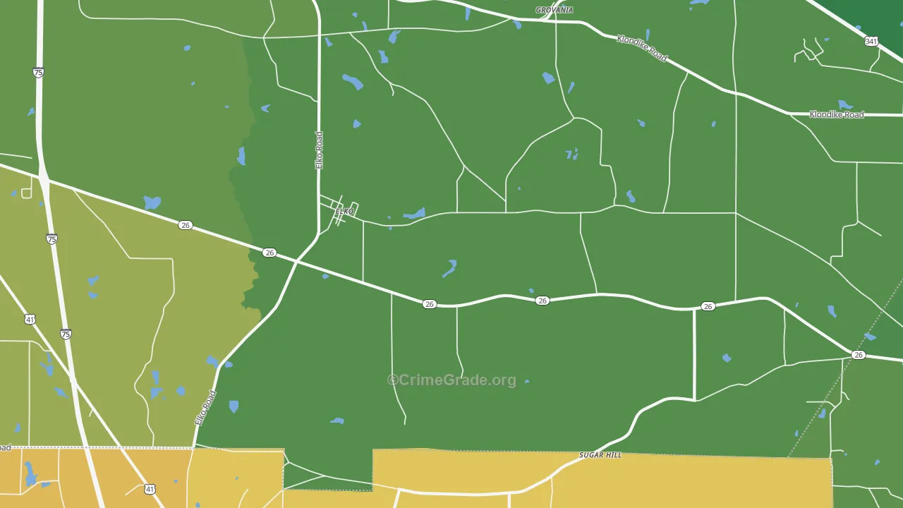 Clinchfield, GA Map of Vehicle Theft Rates