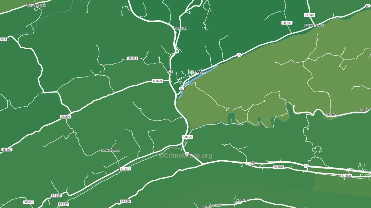Clinchport, VA Map of Vehicle Theft Rates