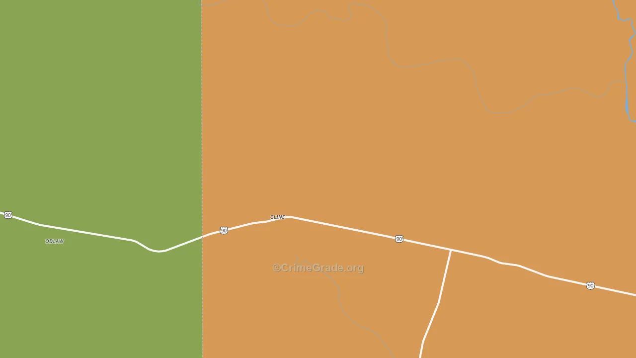 Cline, TX Map of Vehicle Theft Rates