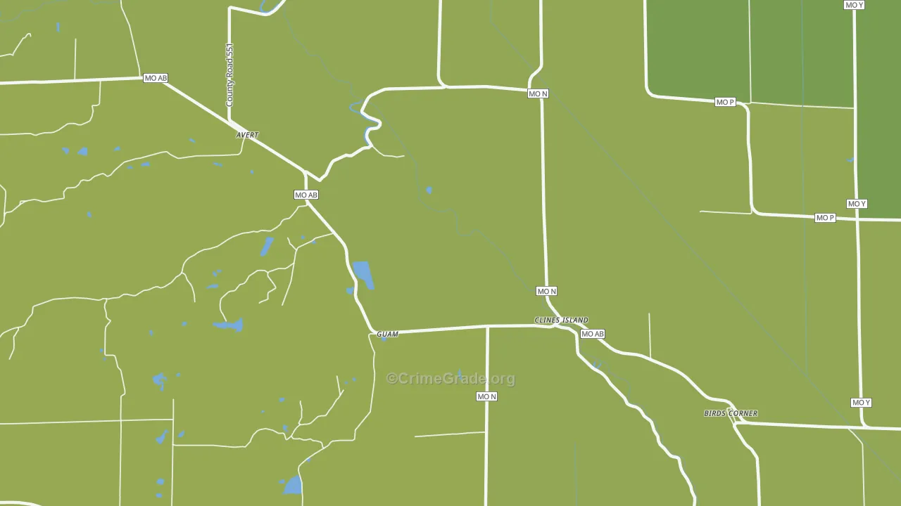 Clines Island, MO Map of Vehicle Theft Rates