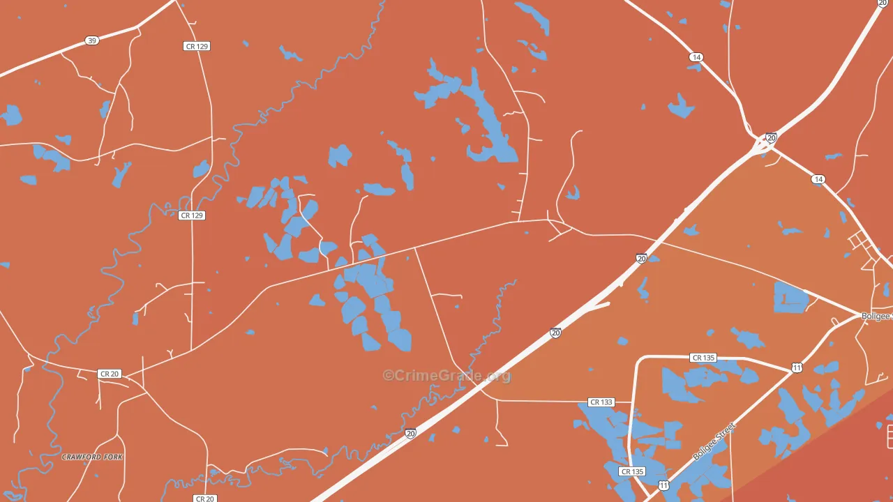 Clinton, AL Map of Vehicle Theft Rates