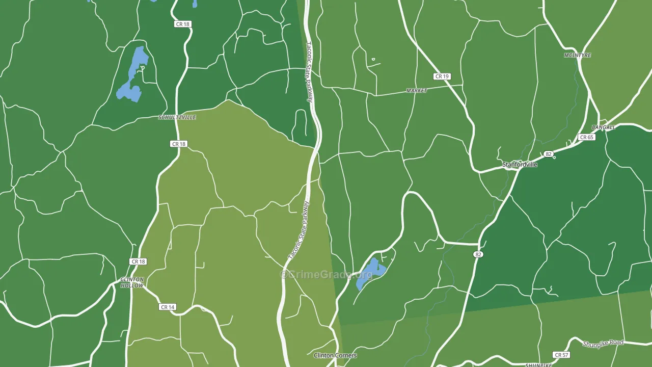 Clinton Corners, NY Map of Vehicle Theft Rates