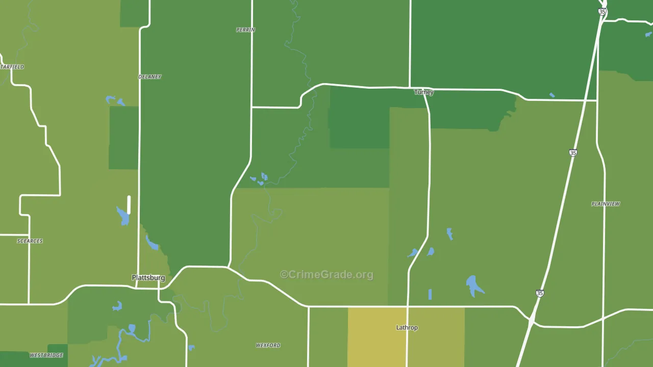 Clinton County, MO Map of Vehicle Theft Rates