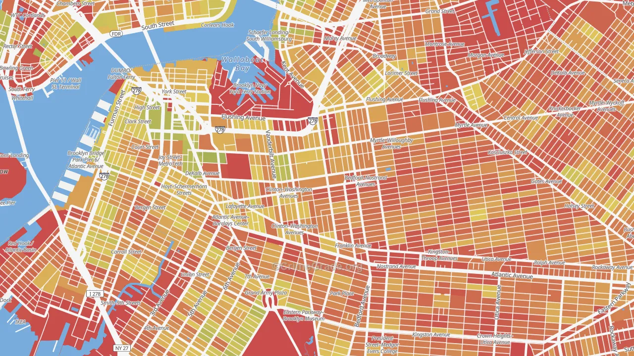 Clinton Hill, Brooklyn, NY Map of Vehicle Theft Rates