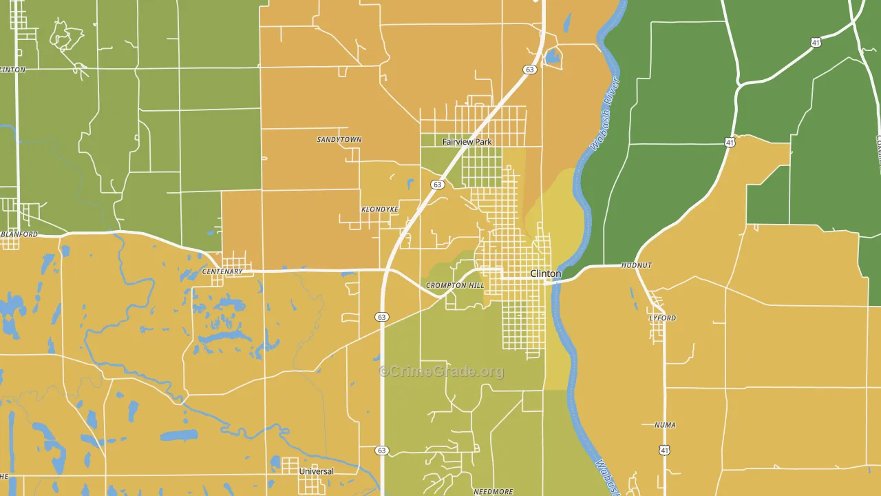 Clinton, IN Map of Vehicle Theft Rates
