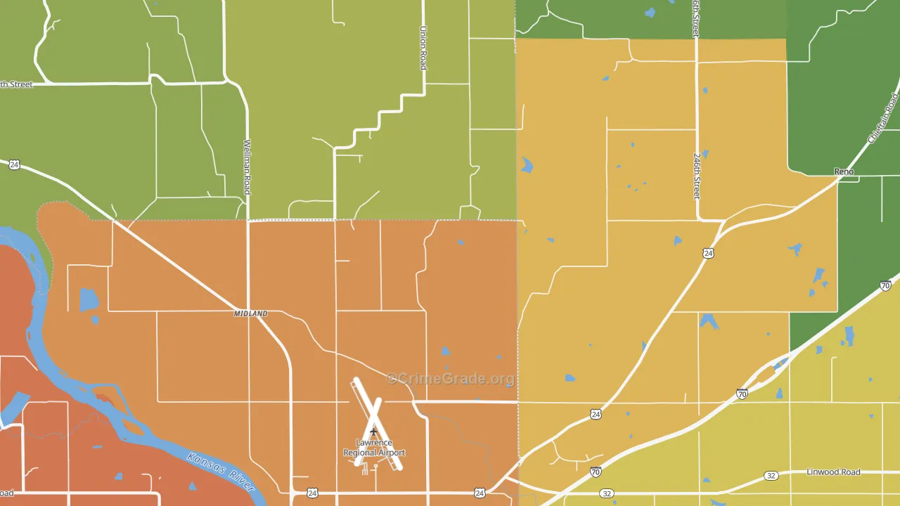 Clinton, KS Map of Vehicle Theft Rates
