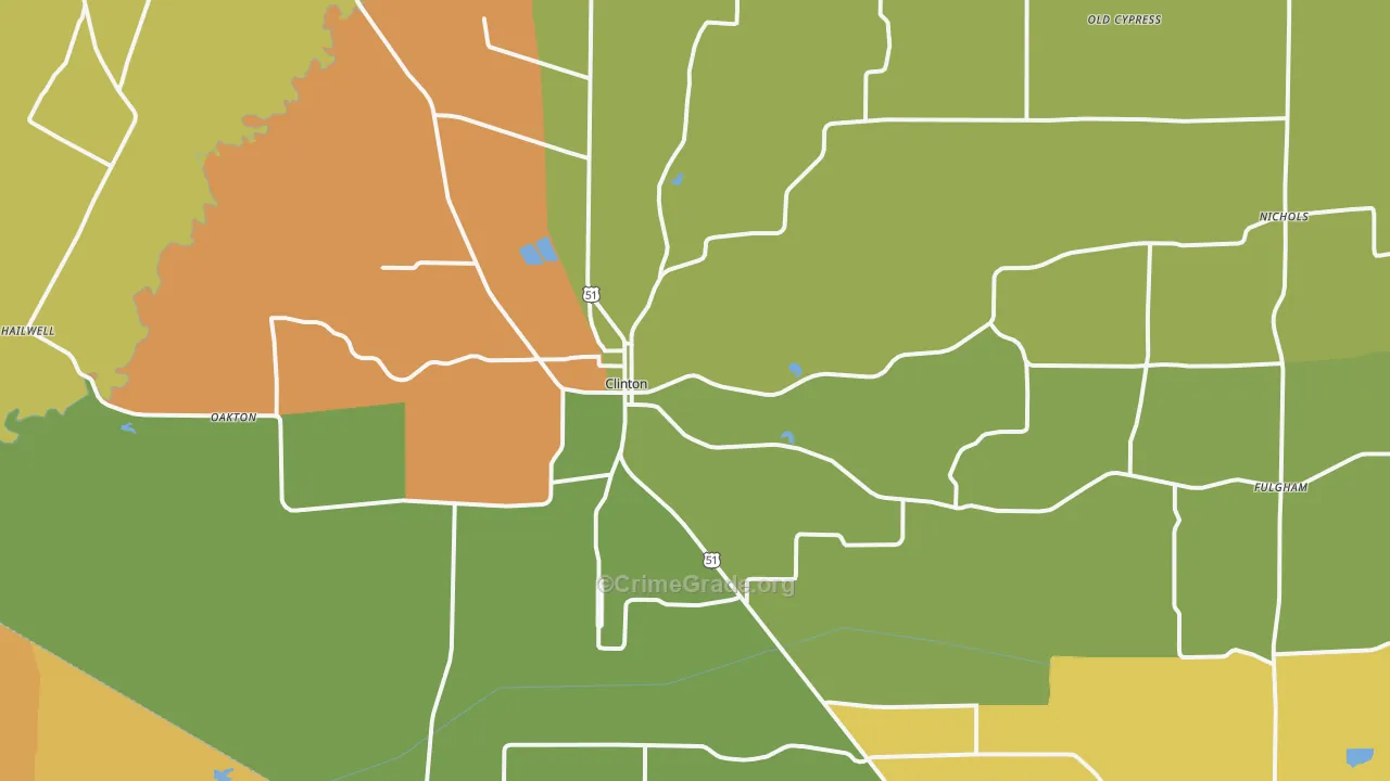 Clinton, KY Map of Vehicle Theft Rates