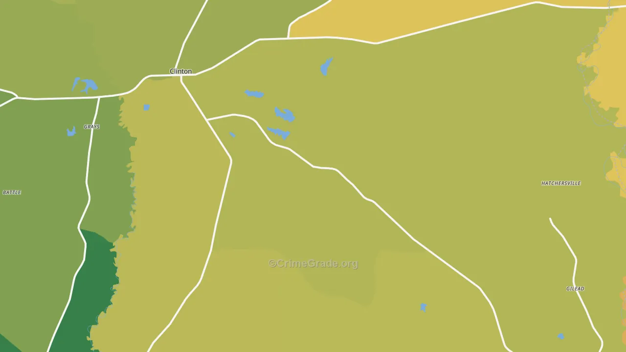 Clinton, LA Map of Vehicle Theft Rates