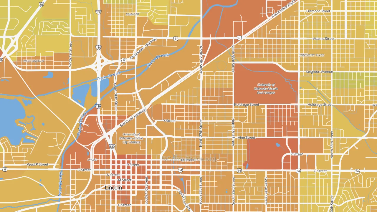 Clinton, Lincoln, NE Map of Vehicle Theft Rates