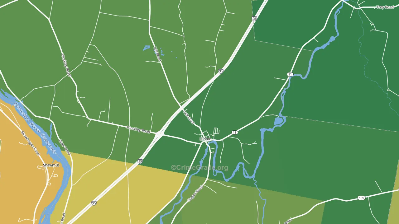 Clinton, ME Map of Vehicle Theft Rates