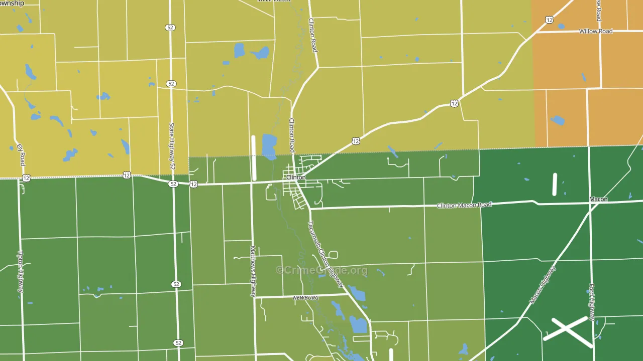 Clinton, MI Map of Vehicle Theft Rates