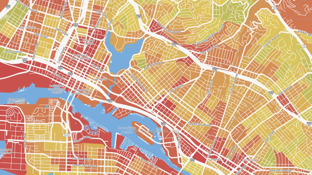 Clinton, Oakland, CA Map of Vehicle Theft Rates