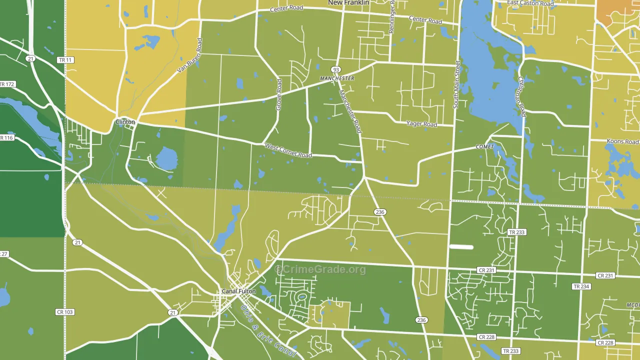 Clinton, OH Map of Vehicle Theft Rates
