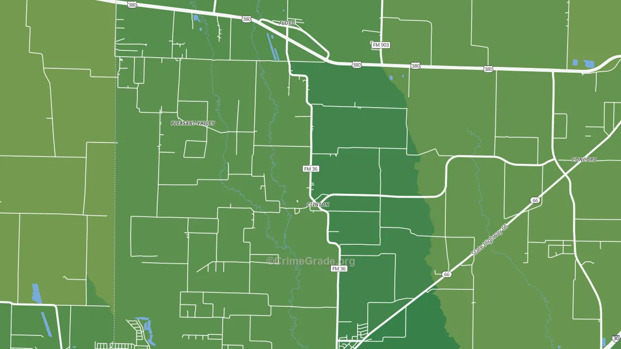 Clinton, TX Map of Vehicle Theft Rates