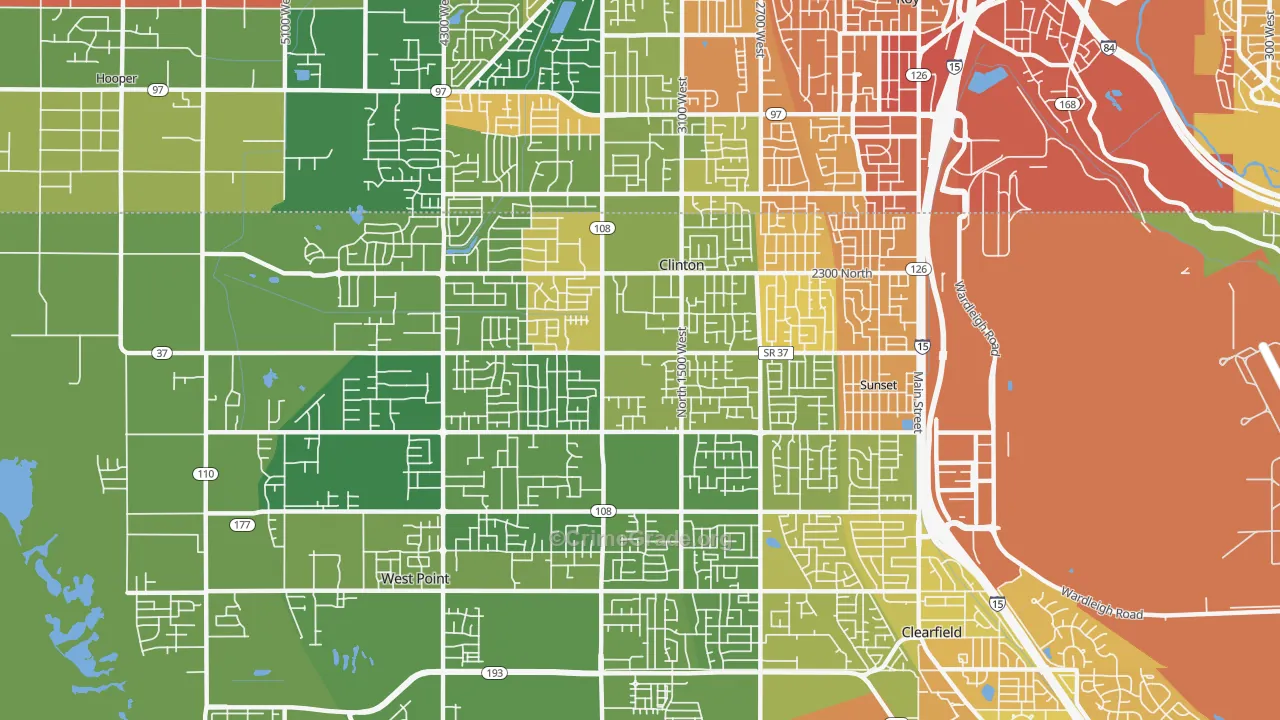 Clinton, UT Map of Vehicle Theft Rates