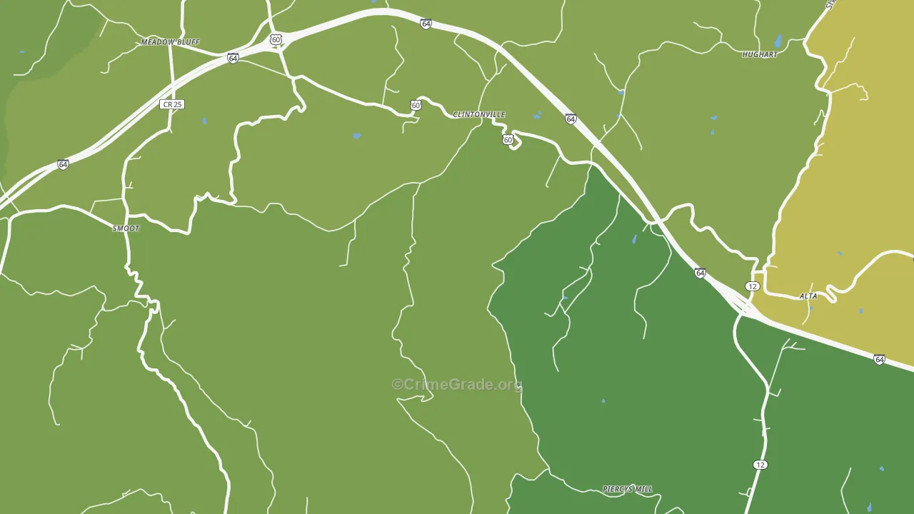 Clintonville, WV Map of Vehicle Theft Rates