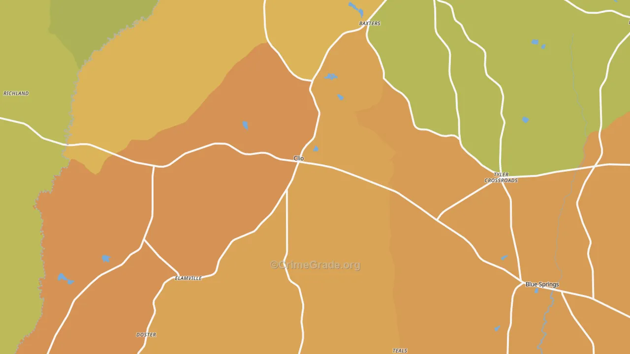 Clio, AL Map of Vehicle Theft Rates