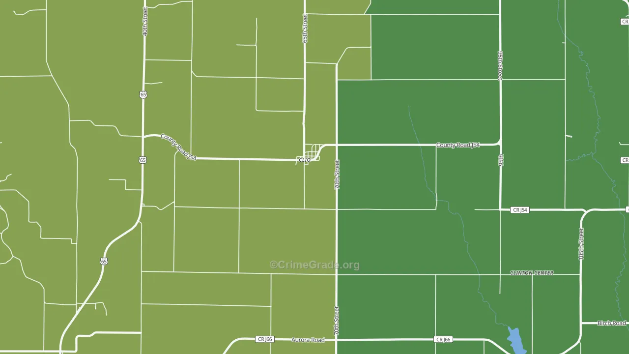 Clio, IA Map of Vehicle Theft Rates