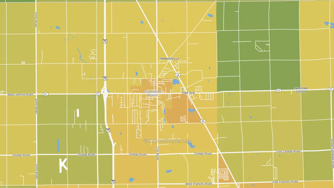 Clio, MI Map of Vehicle Theft Rates