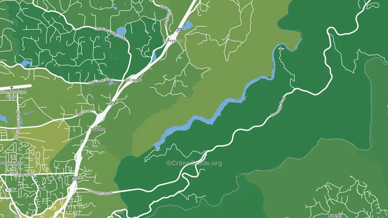 Clipper Gap, CA Map of Vehicle Theft Rates