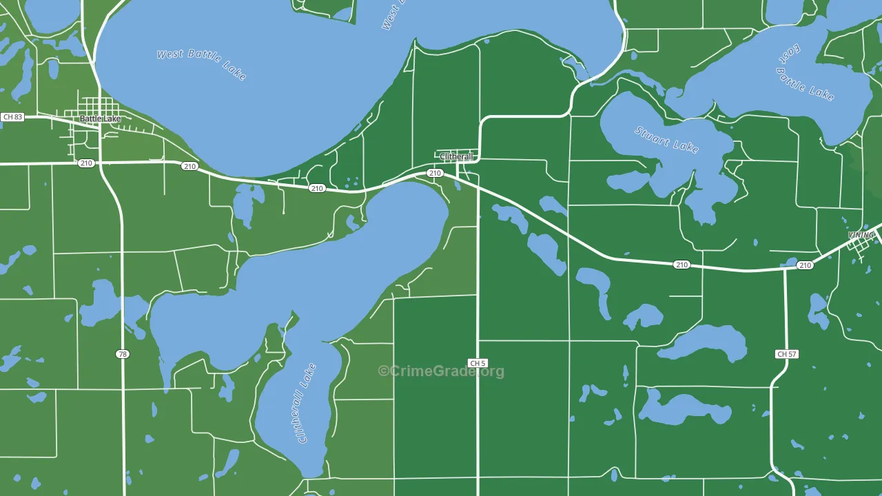 Clitherall, MN Map of Vehicle Theft Rates