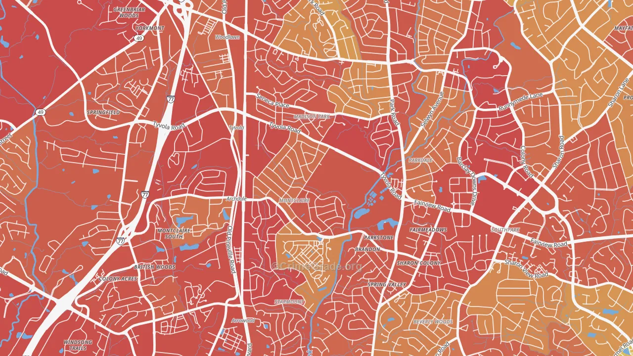 Closeburn-Glenkirk, Charlotte, NC Map of Vehicle Theft Rates