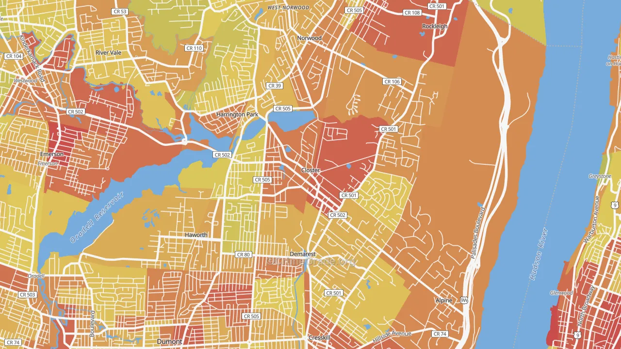 Closter, NJ Map of Vehicle Theft Rates