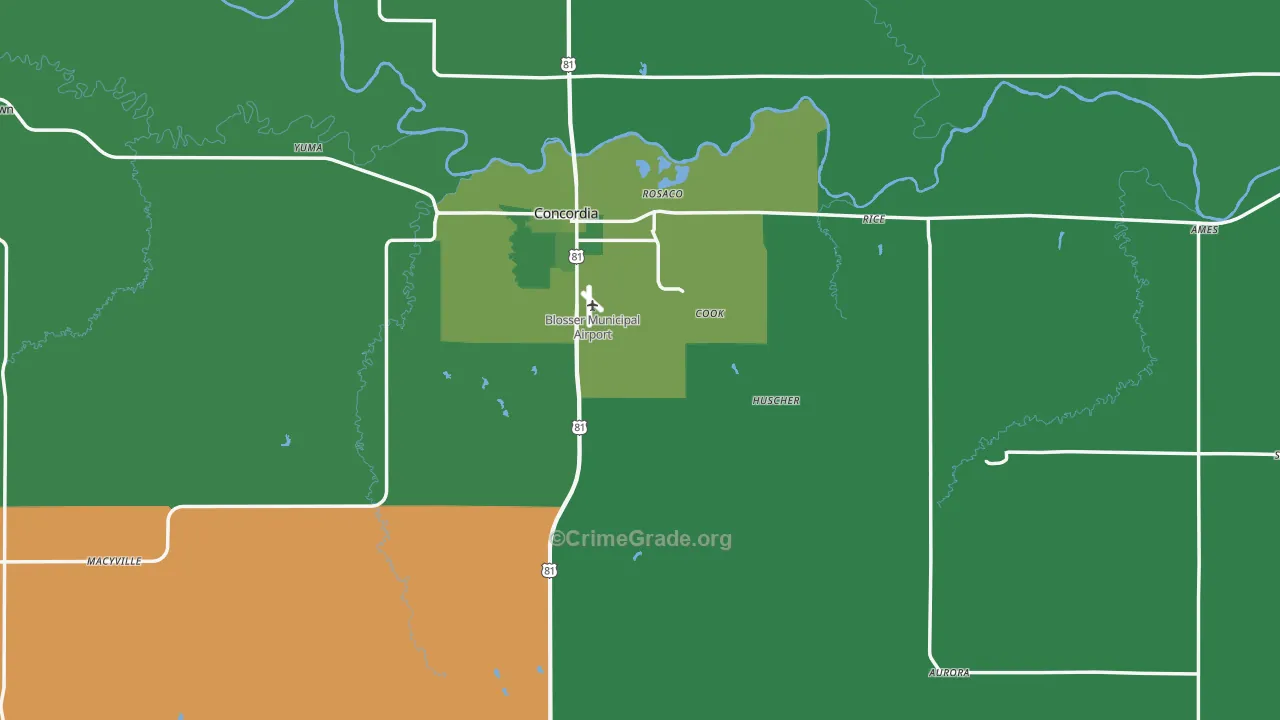 Cloud County, KS Map of Vehicle Theft Rates