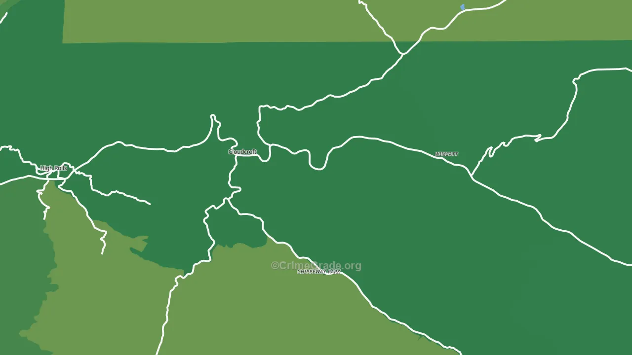Cloudcroft, NM Map of Vehicle Theft Rates