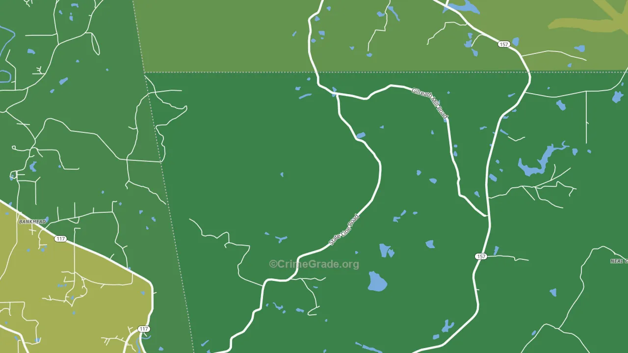 Cloudland, GA Map of Vehicle Theft Rates