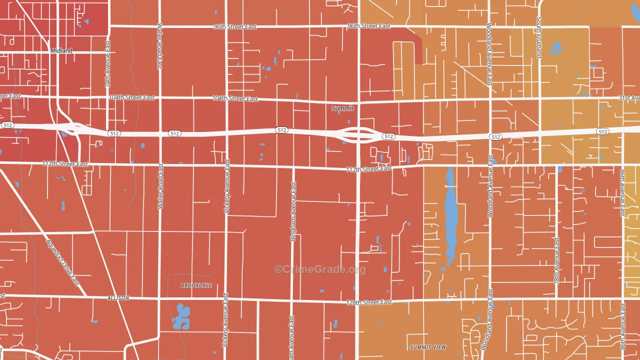 Clover Creek, WA Map of Vehicle Theft Rates