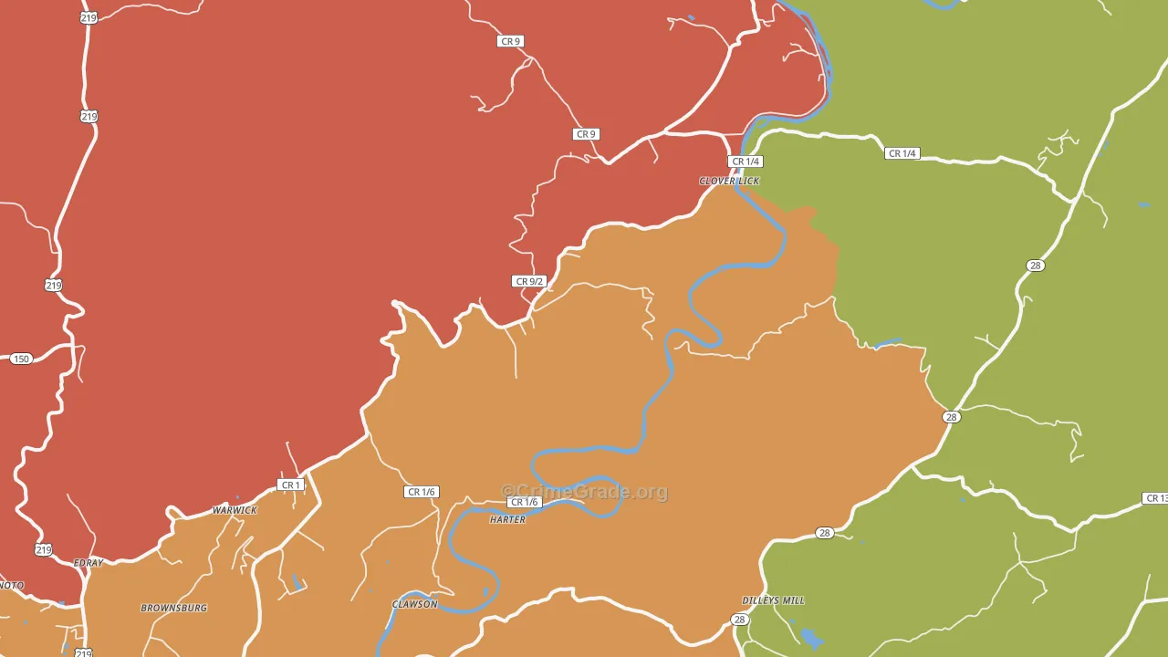 Clover Lick, WV Map of Vehicle Theft Rates