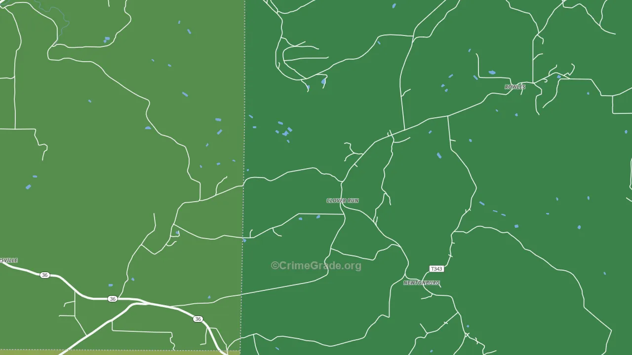 Clover Run, PA Map of Vehicle Theft Rates